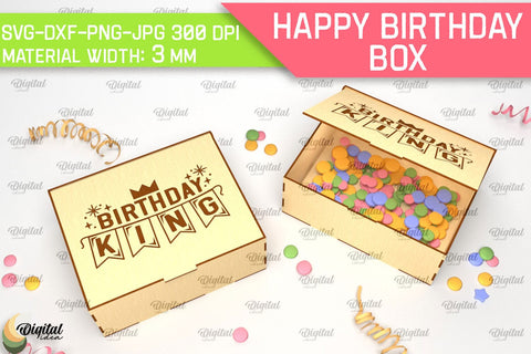 Happy Birthday Boxes Laser Cut Bundle. Decorative Wooden Gift Boxes SVG SVG Evgenyia Guschina 