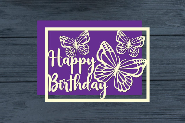Happy Birthday Butterfly Cut Files SVG zafrans studio 