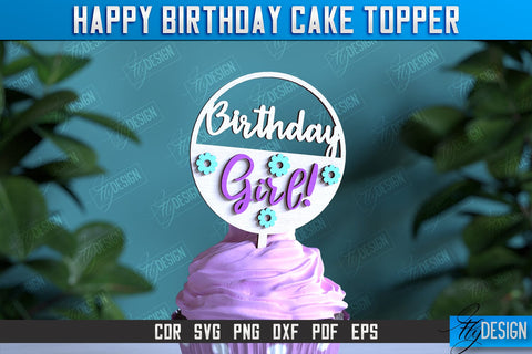 Happy Birthday Cake Topper Bundle | Cake Decoration | Anniversary | Cupcake Topper | CNC File SVG Fly Design 