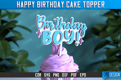 Happy Birthday Cake Topper | Cake Decoration | Anniversary | Cupcake Topper | CNC File SVG Fly Design 