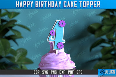 Happy Birthday Cake Topper | Cake Decoration | Anniversary | Cupcake Topper | CNC File SVG Fly Design 