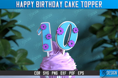 Happy Birthday Cake Topper | Cake Decoration | Anniversary | Cupcake Topper | CNC File SVG Fly Design 