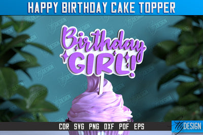 Happy Birthday Cake Topper | Cake Decoration | Anniversary | Cupcake Topper | CNC File SVG Fly Design 