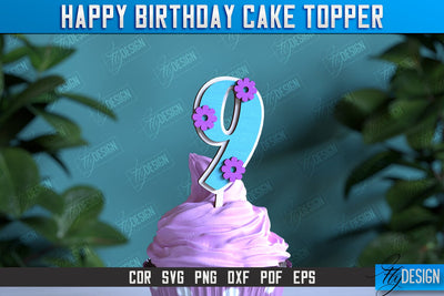 Happy Birthday Cake Topper | Cake Decoration | Anniversary | Cupcake Topper | CNC File SVG Fly Design 