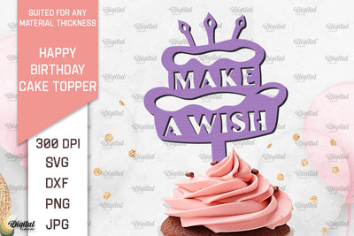 Happy Birthday Cake Topper Laser Cut. Cupcake Topper SVG SVG Evgenyia Guschina 
