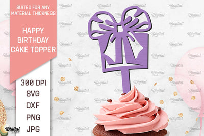 Happy Birthday Cake Topper Laser Cut. Cupcake Topper SVG SVG Evgenyia Guschina 