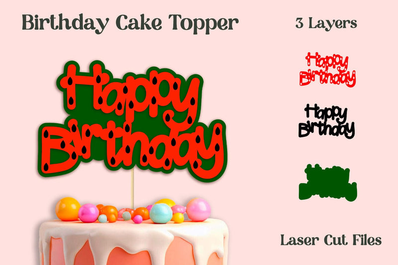 Happy birthday cake topper svg, 3d layered party decor SVG AnastasiyaArtDesign 