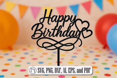 Happy Birthday Cake Topper SVG Cut File SVG MD JOYNAL ABDIN 