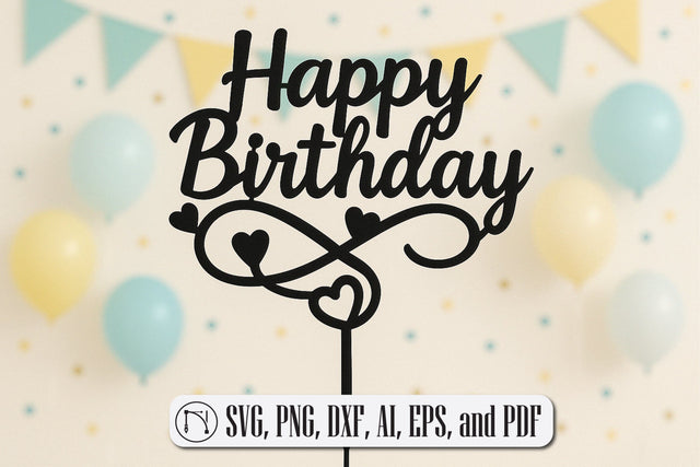 Happy Birthday Cake Topper SVG Cut File SVG MD JOYNAL ABDIN 