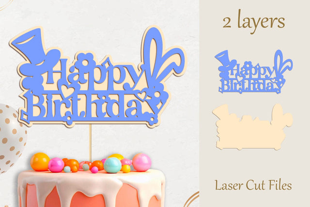 Happy birthday cake topper svg, Layered Birthday party decoration SVG AnastasiyaArtDesign 