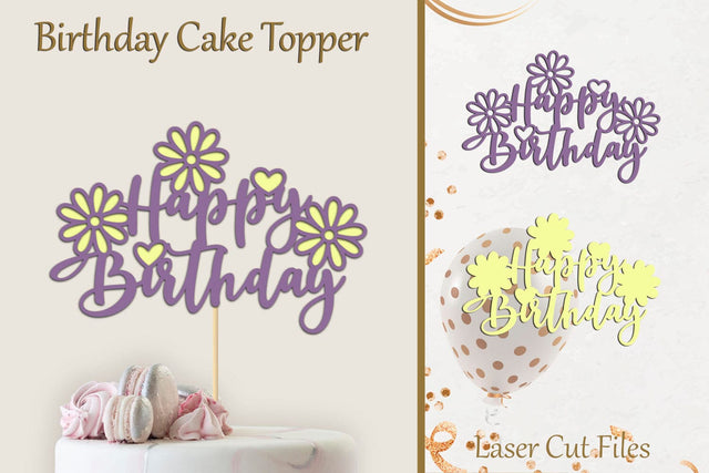 Happy Birthday cake topper svg, Layered design 3D Paper AnastasiyaArtDesign 