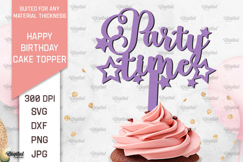 Happy Birthday Cake Toppers Laser Cut Bundle. Cupcake Toppers SVG SVG Evgenyia Guschina 