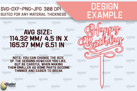 Happy Birthday Cake Toppers Laser Cut Bundle. Cupcake Toppers SVG SVG Evgenyia Guschina 
