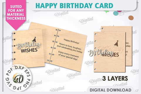 Happy Birthday Card Laser Cut. Birthday Gift SVG SVG Evgenyia Guschina 