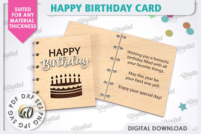 Happy Birthday Card Laser Cut. Birthday Gift SVG SVG Evgenyia Guschina 