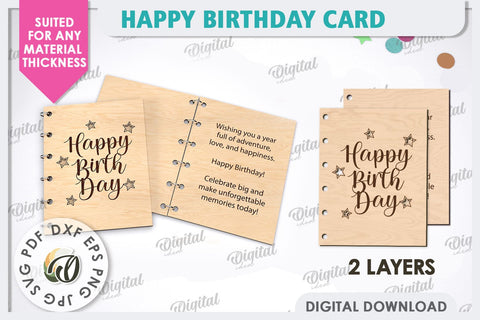 Happy Birthday Card Laser Cut. Birthday Gift SVG SVG Evgenyia Guschina 