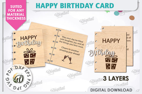 Happy Birthday Card Laser Cut. Birthday Gift SVG SVG Evgenyia Guschina 