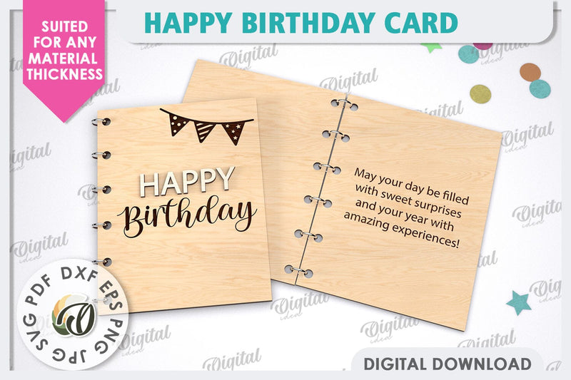Happy Birthday Card Laser Cut. Birthday Gift SVG SVG Evgenyia Guschina 