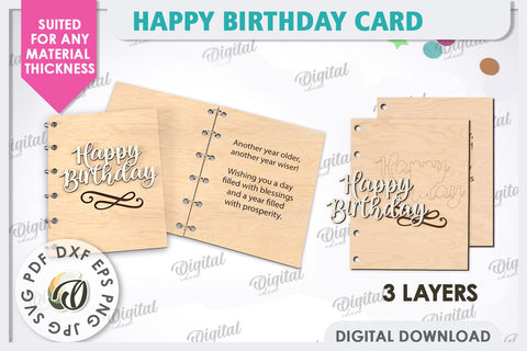 Happy Birthday Card Laser Cut. Birthday Gift SVG SVG Evgenyia Guschina 
