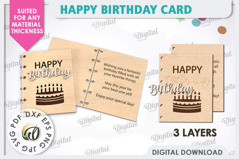 Happy Birthday Card Laser Cut. Birthday Gift SVG SVG Evgenyia Guschina 