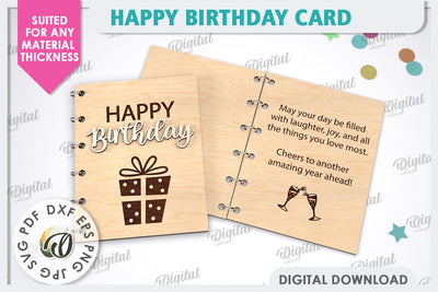 Happy Birthday Card Laser Cut. Birthday Gift SVG SVG Evgenyia Guschina 