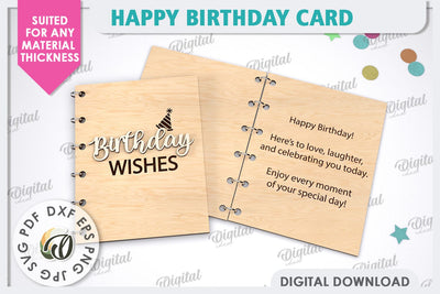 Happy Birthday Card Laser Cut. Birthday Gift SVG SVG Evgenyia Guschina 
