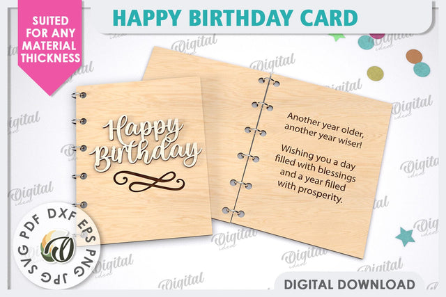 Happy Birthday Card Laser Cut. Birthday Gift SVG SVG Evgenyia Guschina 