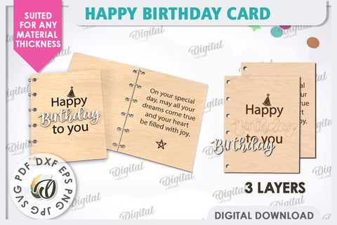 Happy Birthday Card Laser Cut. Birthday Greeting Card SVG SVG Evgenyia Guschina 