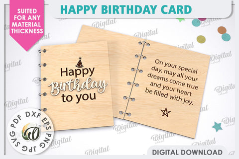 Happy Birthday Card Laser Cut. Birthday Greeting Card SVG SVG Evgenyia Guschina 