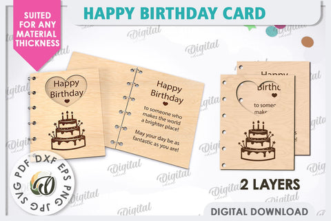 Happy Birthday Card Laser Cut. Birthday Greeting Card SVG SVG Evgenyia Guschina 