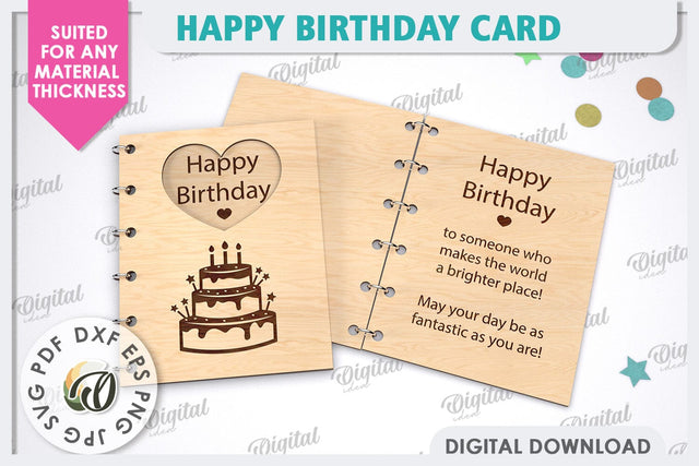 Happy Birthday Card Laser Cut. Birthday Greeting Card SVG SVG Evgenyia Guschina 