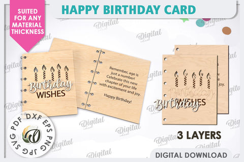 Happy Birthday Card Laser Cut. Birthday Greeting Card SVG SVG Evgenyia Guschina 