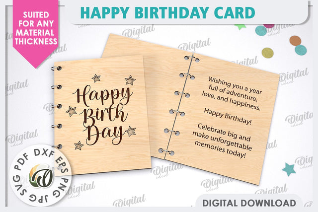 Happy Birthday Card Laser Cut. Birthday Greeting Card SVG SVG Evgenyia Guschina 