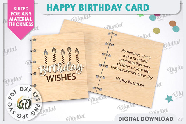 Happy Birthday Card Laser Cut. Birthday Greeting Card SVG SVG Evgenyia Guschina 