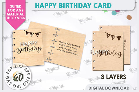 Happy Birthday Card Laser Cut. Birthday Greeting Card SVG SVG Evgenyia Guschina 