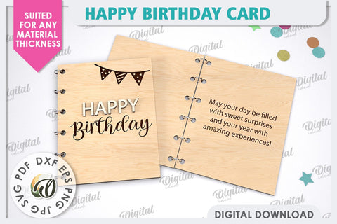 Happy Birthday Card Laser Cut. Birthday Greeting Card SVG SVG Evgenyia Guschina 