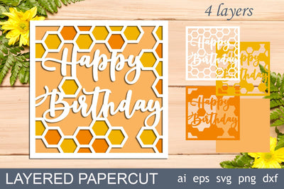 Happy Birthday card template for cricut, Layered shadow box svg 3D Paper AnastasiyaArtDesign 