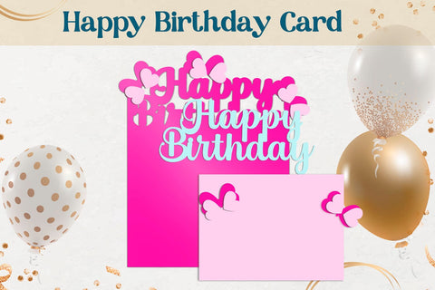 Happy Birthday card with butterfly, 3d layered card paper craft SVG AnastasiyaArtDesign 