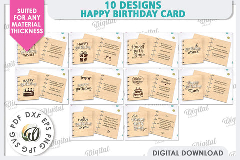 Happy Birthday Cards Laser Cut Bundle. Birthday Gift SVG SVG Evgenyia Guschina 