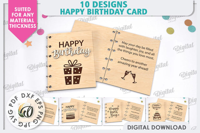 Happy Birthday Cards Laser Cut Bundle. Birthday Gift SVG SVG Evgenyia Guschina 