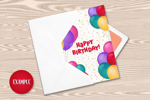 Happy Birthday Cards Printable | Digital Download PDF JPG Bday Greeting Cards Vertical & Square | Fun Design with Colorful Helium Balloons Sublimation AnnaViolet_store 