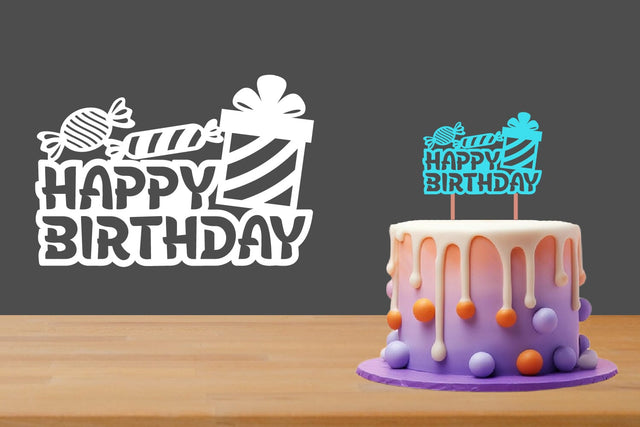Happy Birthday Cut files, Birthday Cake Topper SVG zafrans studio 