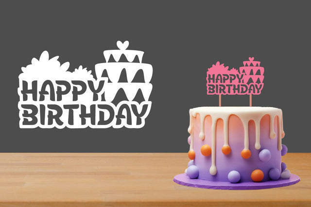 Happy Birthday Cut files, Birthday Cake Topper SVG zafrans studio 