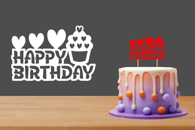 Happy Birthday Cut files, Birthday Cake Topper SVG zafrans studio 