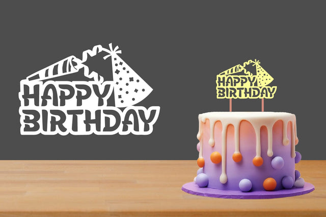 Happy Birthday Cut files, Birthday Cake Topper SVG zafrans studio 