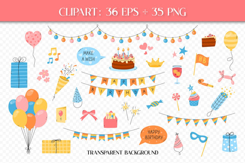 Happy Birthday Cute Clipart & Patterns Vector Collection | PNG Clip Art Bundle | Seamless Digital Paper | Birthday Cute Illustrations for Kids Parties Boys and Girls Digital Pattern AnnaViolet_store 