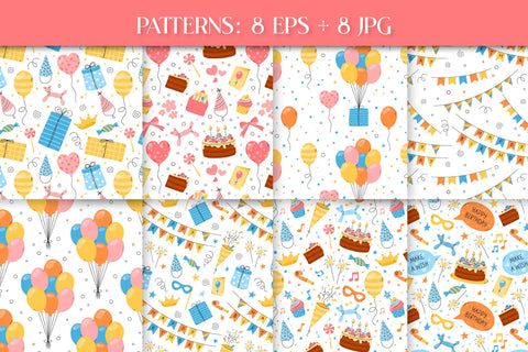 Happy Birthday Cute Clipart & Patterns Vector Collection | PNG Clip Art Bundle | Seamless Digital Paper | Birthday Cute Illustrations for Kids Parties Boys and Girls Digital Pattern AnnaViolet_store 