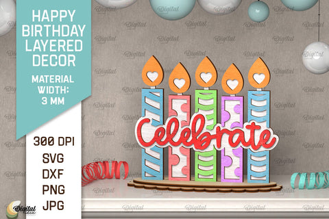 Happy Birthday Decor Laser Cut Bundle. Birthday Signs SVG SVG Evgenyia Guschina 