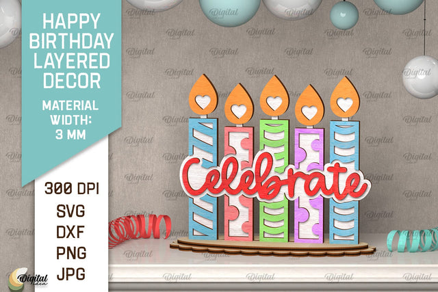 Happy Birthday Decor Laser Cut. Happy Birthday Sign SVG SVG Evgenyia Guschina 