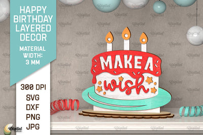 Happy Birthday Decor Laser Cut. Happy Birthday Sign SVG SVG Evgenyia Guschina 